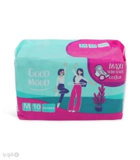 نوار بهداشتی بالدار نیمه ضخیم کتان گود مود مدل Maxi متوسط - بسته 10 عددی